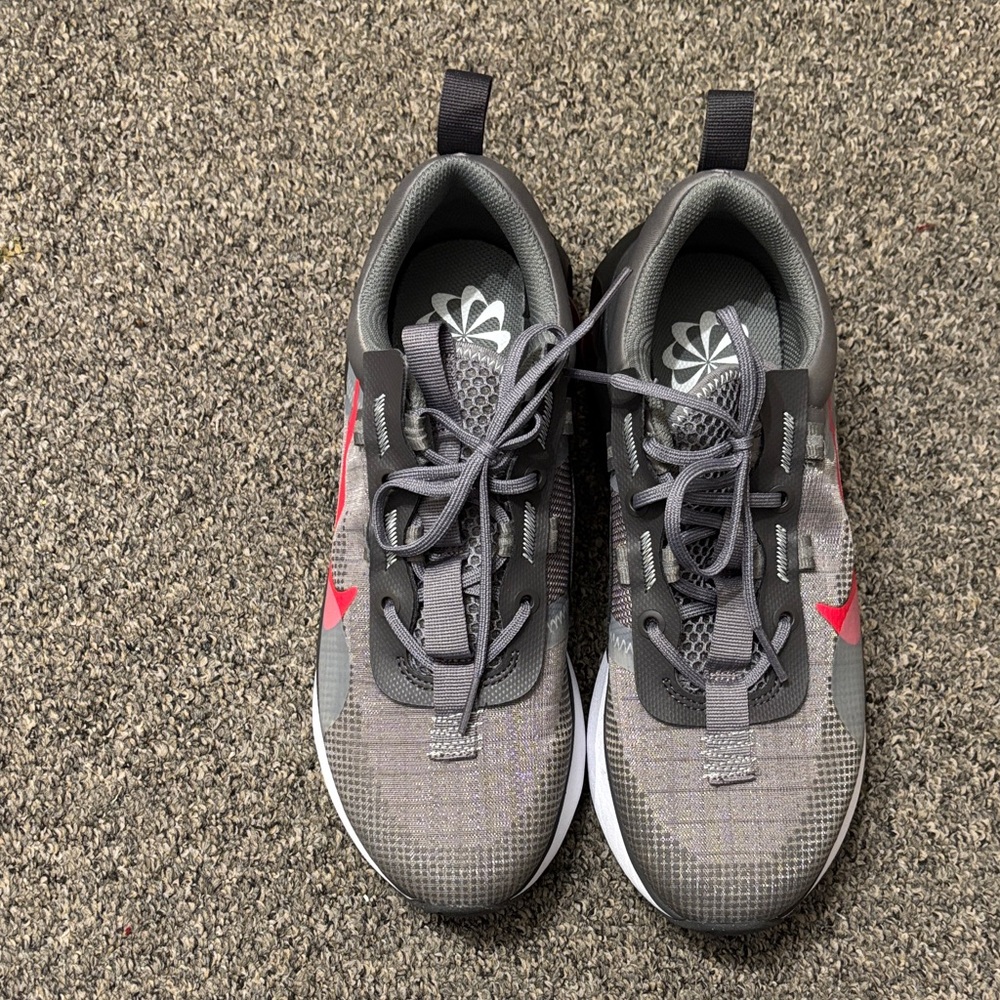 Gray and Red Athletic Sneakers